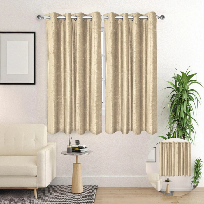 Saral Home Auriel Gold Blackout Curtains Velvet – Set of Two