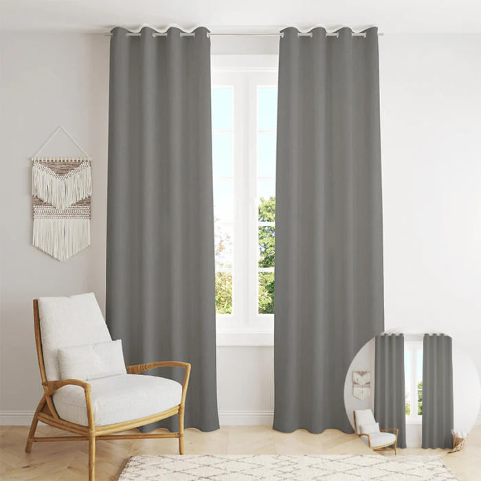 Nisha Grey Blackout Curtains – Minimalist Polyester Drape