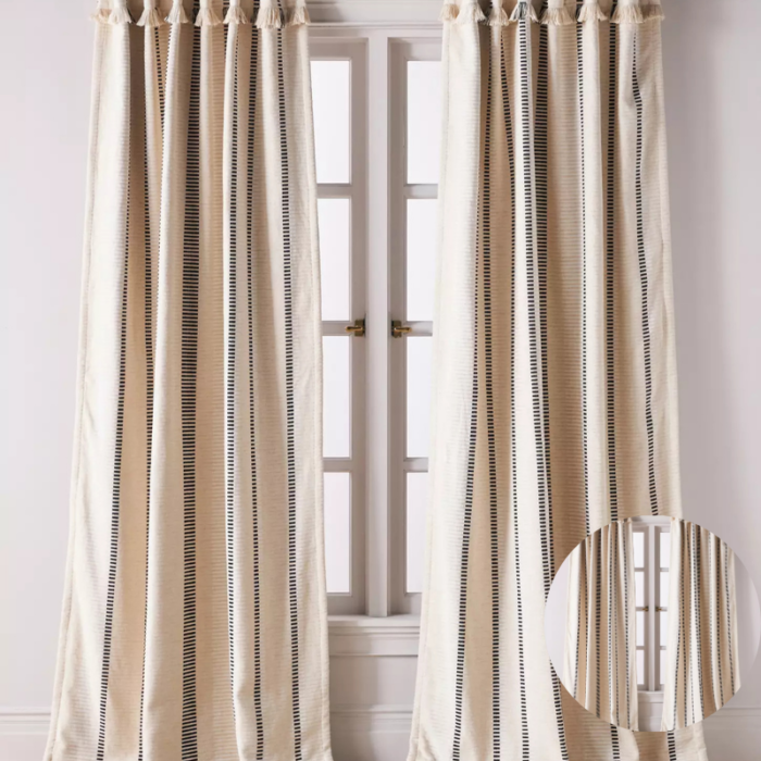 Pieced Stripe Patterned Blackout Curtains – Cotton Blend