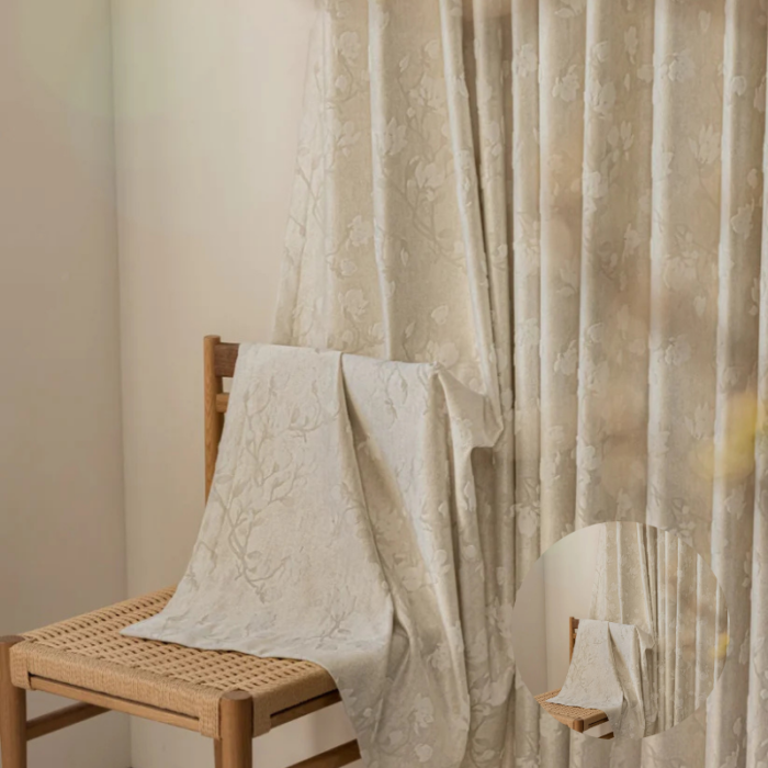 Patterned Curtains – Magnolia Embroidered Silk Design