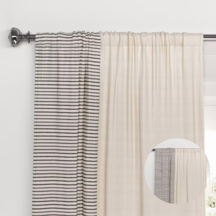 Threshold Blackout Curtains – Woven Stripe Border Design