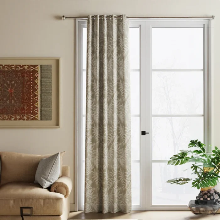 Floral Blackout Curtains – Tobbia Leaf Pattern in Luxurious Silk Finish