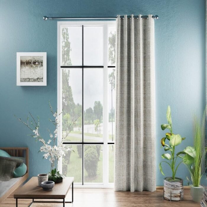 Thermal Blackout Curtains – Edia Beige with Herringbone Texture